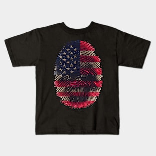 American Fingerprint USA flag 4th of July Kids T-Shirt